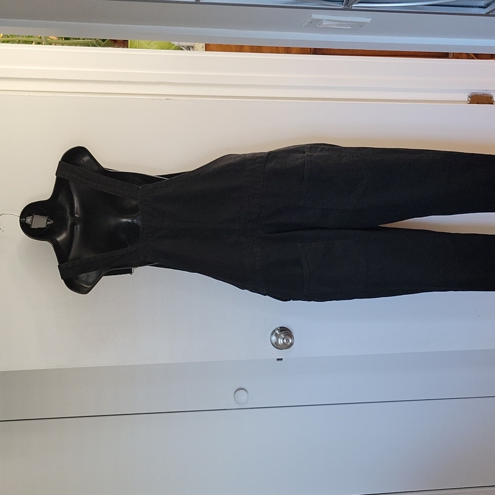 ASOS BLACK RIGID DENIM BIB OVERALLS - Picture 2 of 11